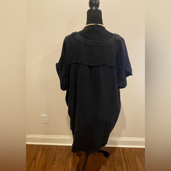 🎀 NEW Zenana Black V-Neck Raw Edge Dress with Pockets Size 2X - Picture 6 of 6